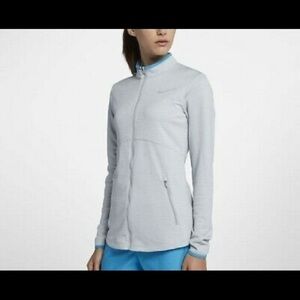 NIKE GOLF DRI-FIT FULL ZIP JACKET LS GRAY BLUE XS Running Exercise Outdoors